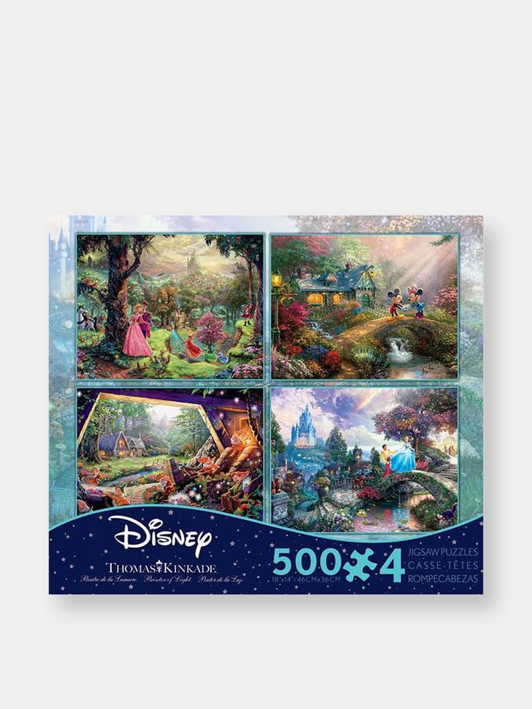 Ceaco Thomas Kinkade The Disney Dreams Collection 4 in 1 500 pc Puzzles [Sleeping Beauty, Mickey & Minnie, Snow White and Cinderella]
