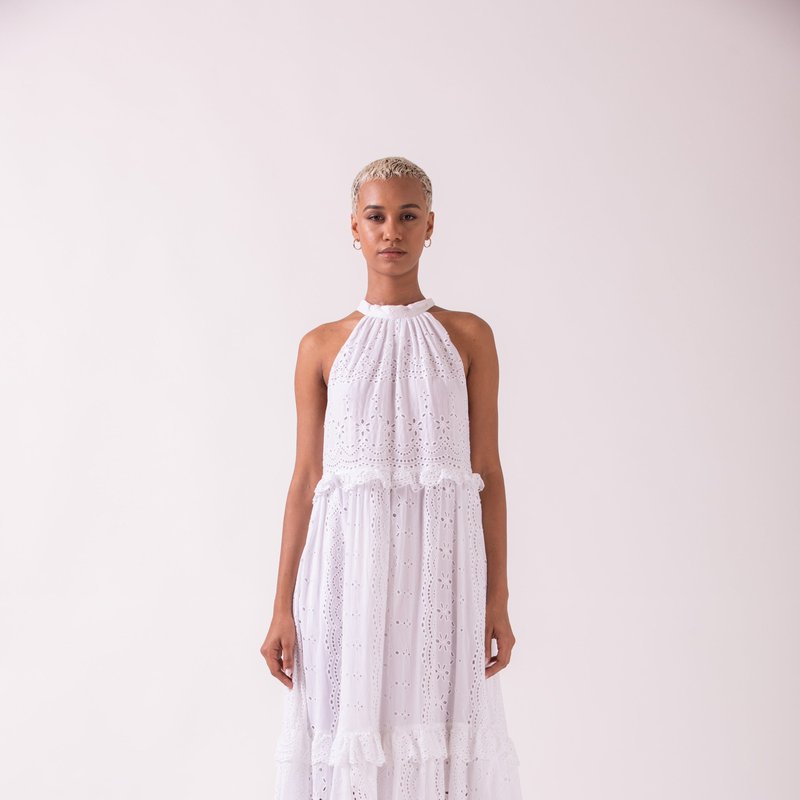 Shop Celina Moon Azalea Halter Neck Tiered Dress In White