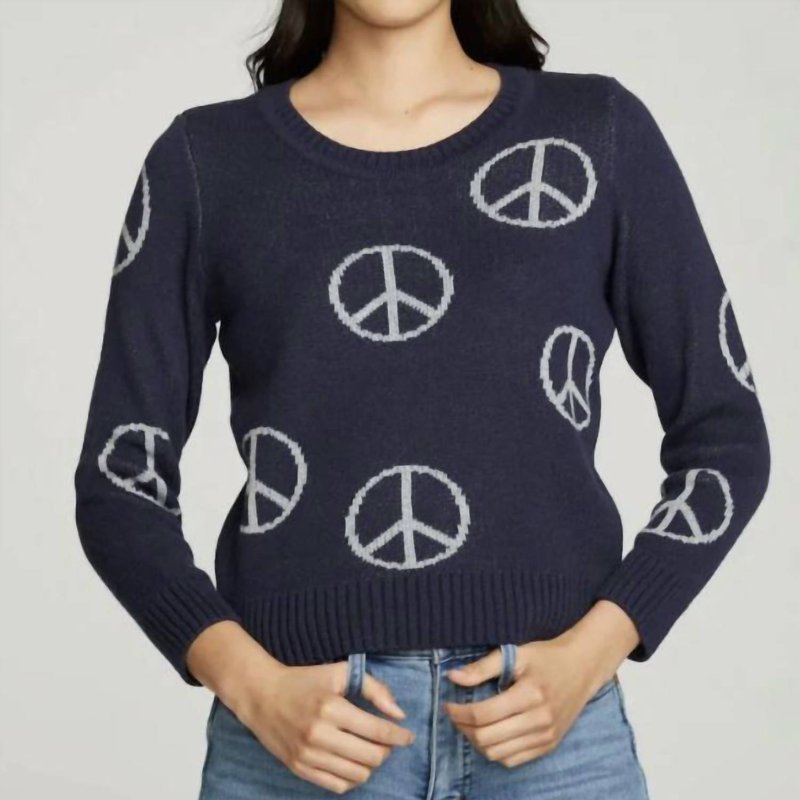 Shop Chaser "all Over Peace" Instaria Sweater In Blue