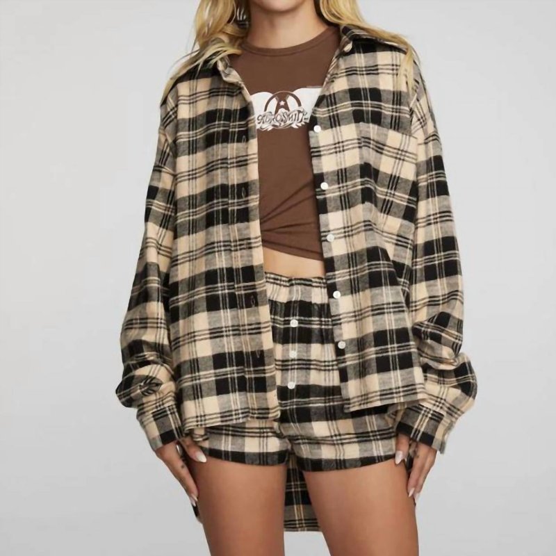 Shop Chaser Flannel Long Sleeve Button Down Shirt In Brown