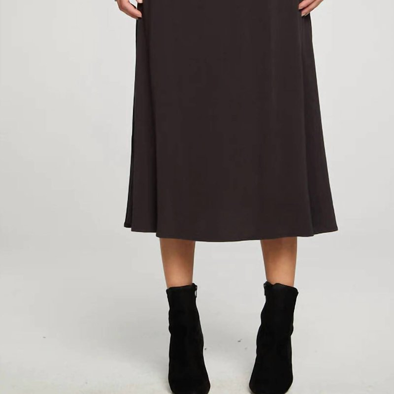 Shop Chaser Flouncy Side Slit Midi Skirt In Black