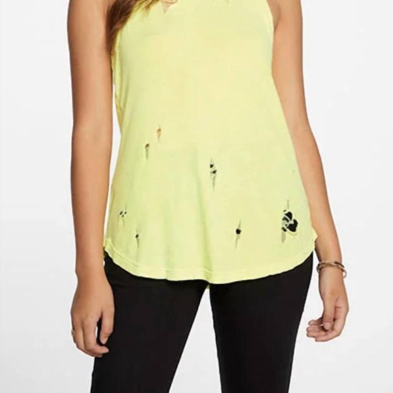 Shop Chaser Gauzy Cotton Muscle Tank In Yellow