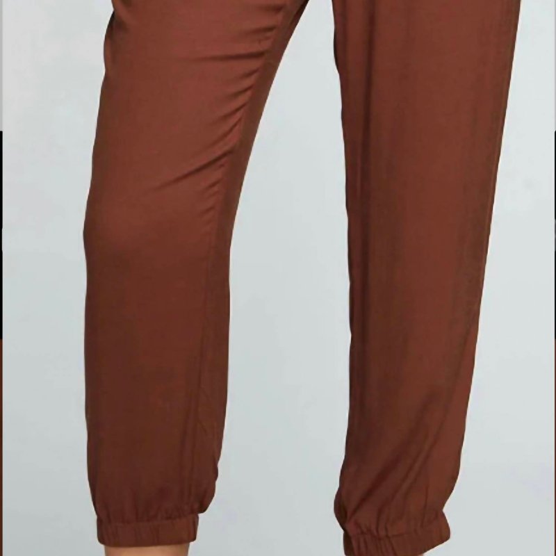 Shop Chaser Heirloom Wovens Cropped Paperbag Waist Pant In Brown