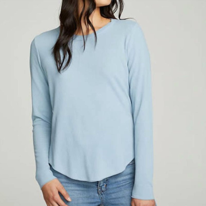 Shop Chaser Long Sleeve Crew Neck Shirttail Tee In Blue