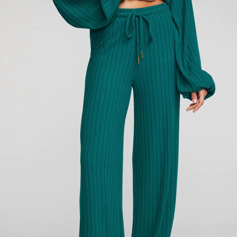 Shop Chaser Ribbed Knit Blouson Hem Joggers In Green