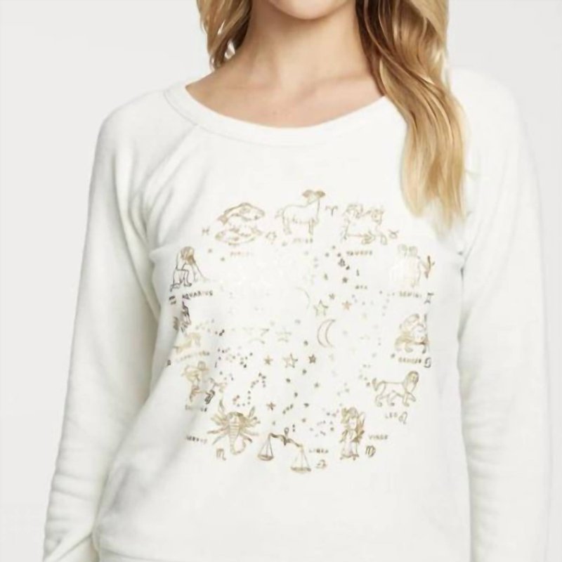 Shop Chaser Rpet Bliss Knit Long Sleeve Raglan Pullover- Zodiac In White
