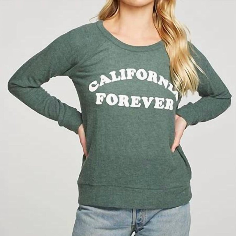 Chaser Rpet Knit Long Sleeve Raglan Pullover In Green