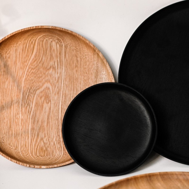 Chechen Wood Design Rosa Morada Wooden Small Plate In Black