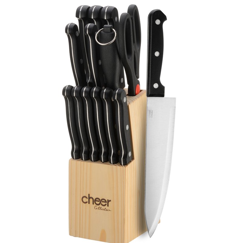 Cheer Collection 13pc Kitchen Knife Set With Wooden Block
