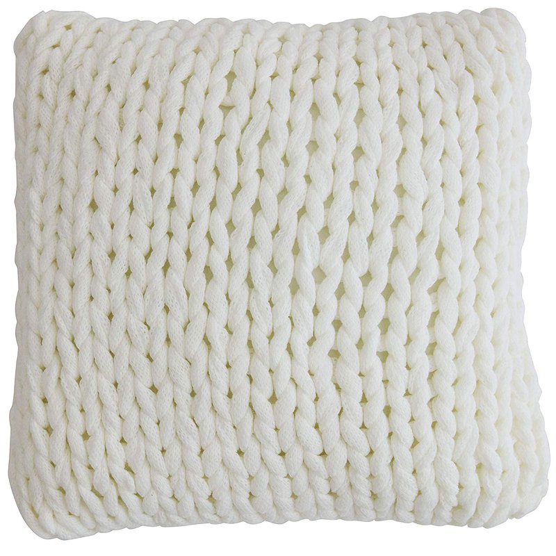 Cheer Collection 18" X 18" Knitted Throw Pillow In White
