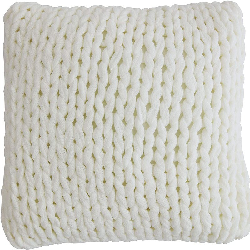 Cheer Collection 18" X 18" Knitted Throw Pillow In White
