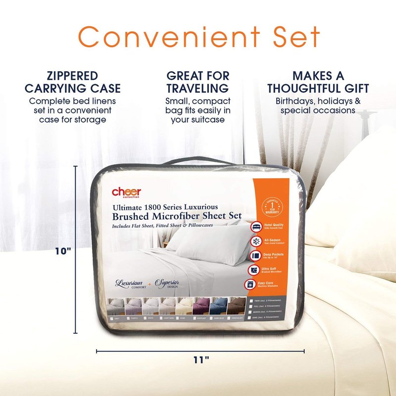 Cheer Collection 6 Piece 1800 Series Sheet Set In Brown