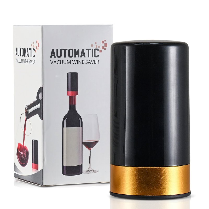 Cheer Collection Automatic Vacuum Wine Bottle Stopper, Vacuum Wine Preserver, Battery Operated Wine Saver With Intell