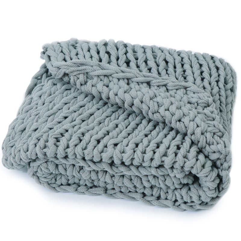 Cheer Collection Chunky Cable Knit Throw Blanket In Grey
