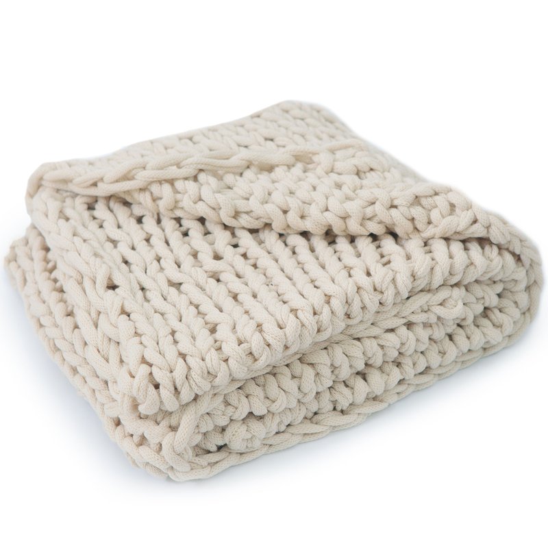 Cheer Collection Chunky Cable Knit Throw Blanket In Brown