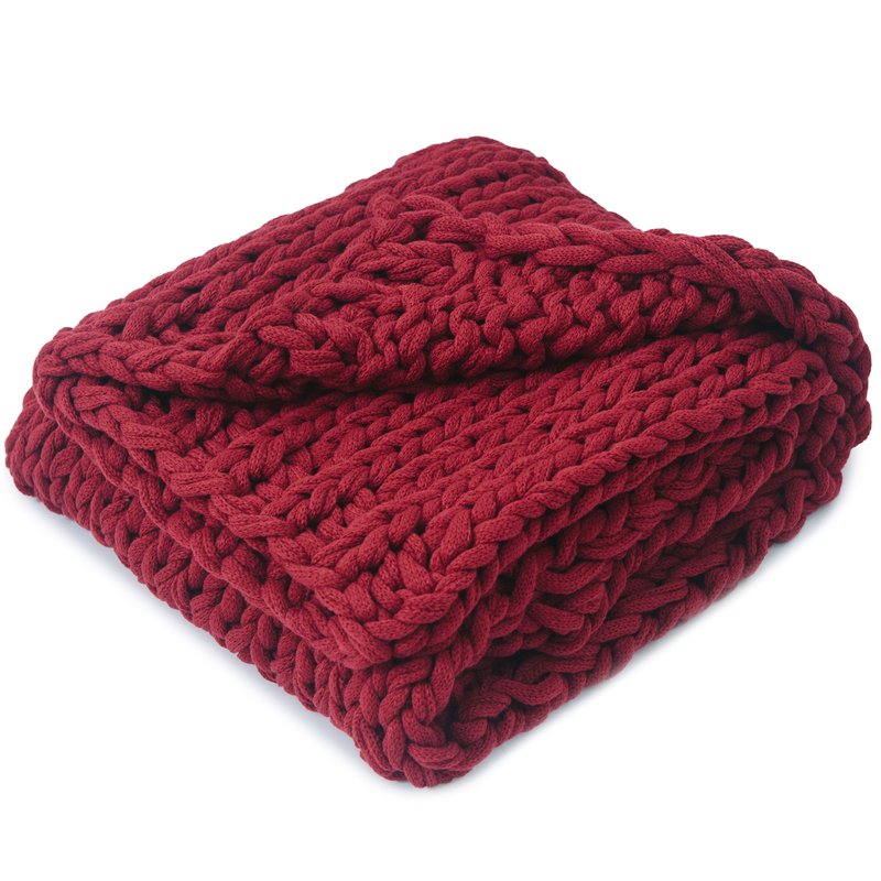 Cheer Collection Chunky Cable Knit Throw Blanket In Pink