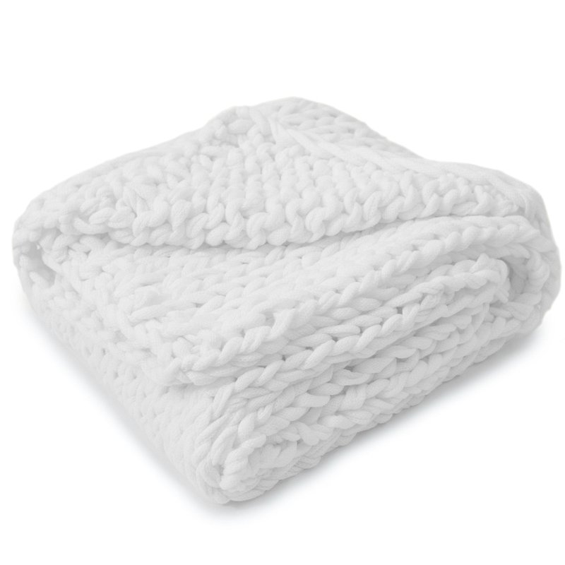 Cheer Collection Chunky Cable Knit Throw Blanket In White