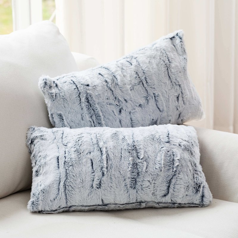 Cheer Collection Embossed Faux Fur Throw Pillows In White