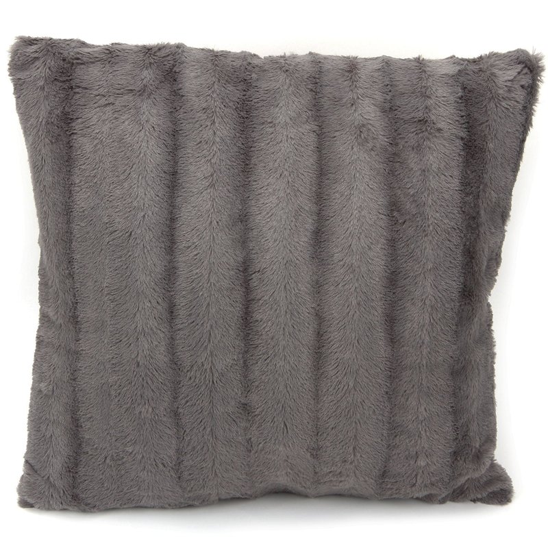 Cheer Collection Faux Fur Throw Pillow Cover In Grey
