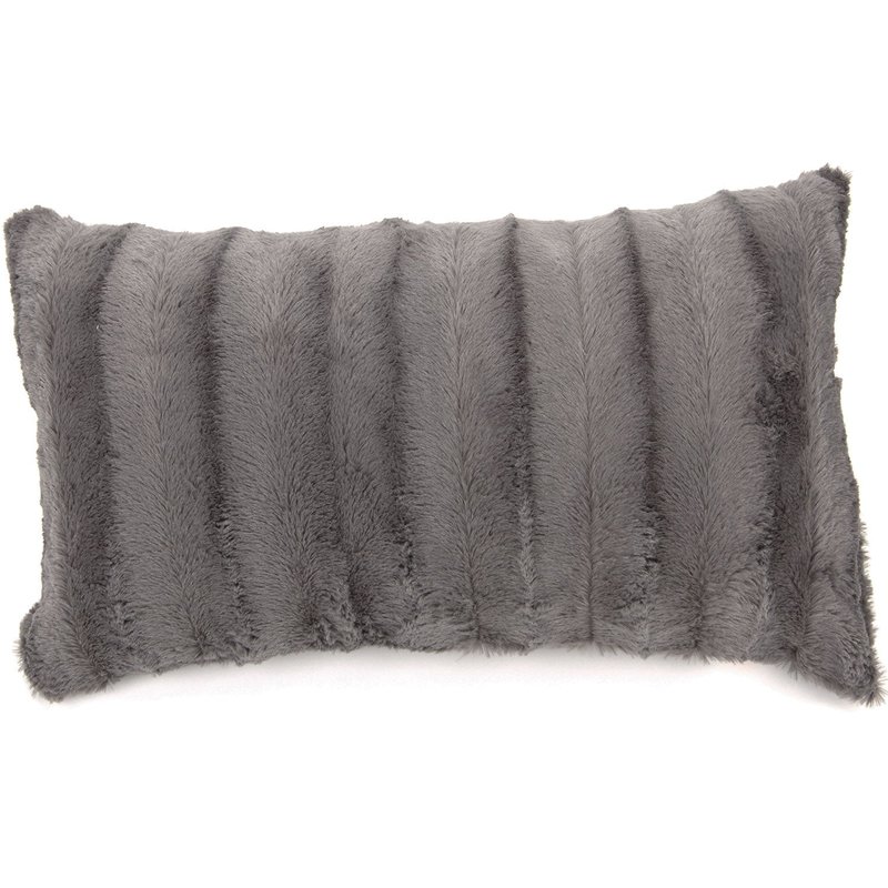 Cheer Collection Faux Fur Throw Pillow Cover In Grey