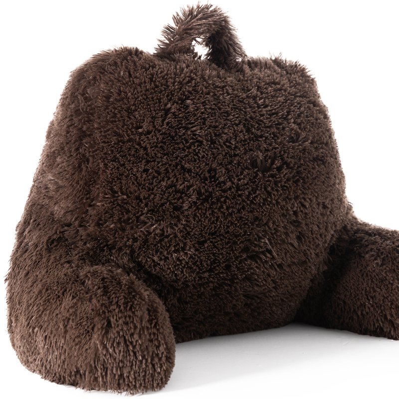 Cheer Collection Fluffy Reading Pillow In Brown