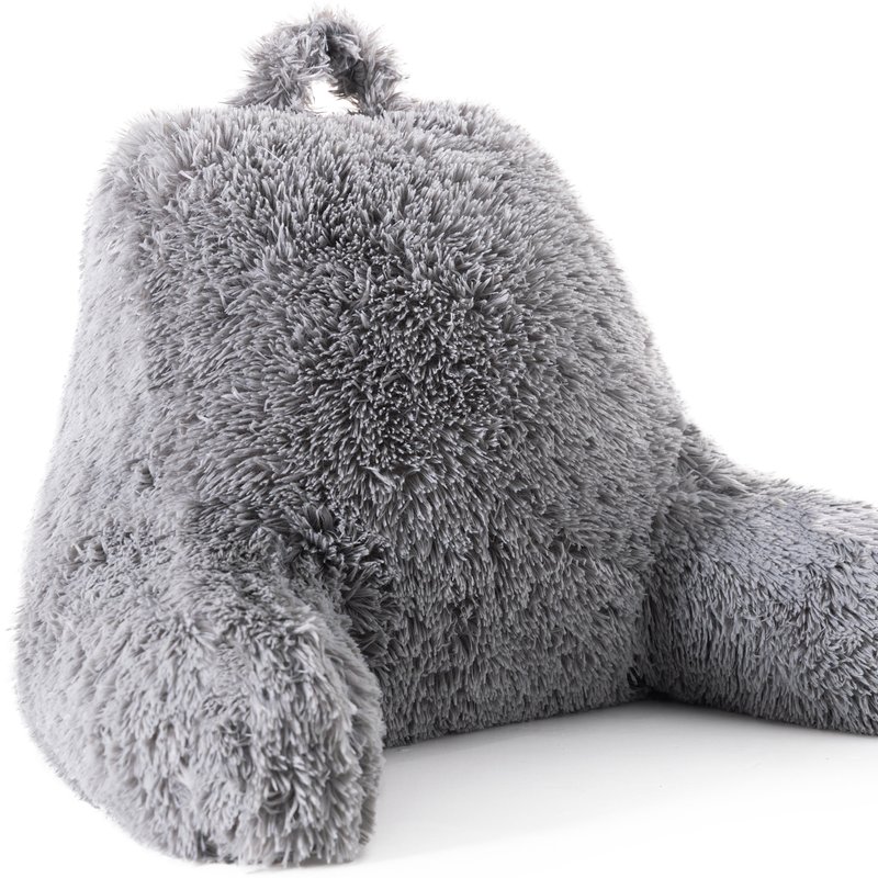 Cheer Collection Fluffy Reading Pillow In Grey