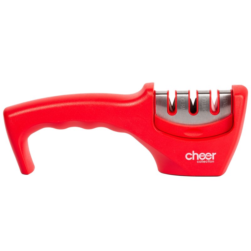Cheer Collection Kitchen Knife Sharpening Tool With Cut-resistant Glove Included In Red