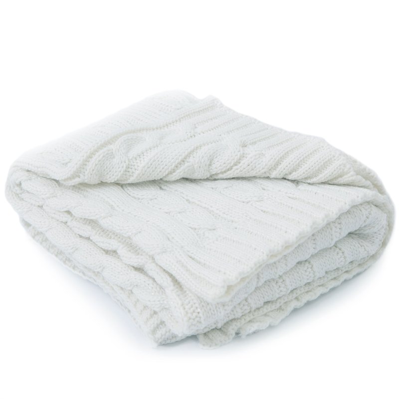 Cheer Collection Knitted Throw Blanket, Soft Cable Knit 100% Acrylic Accent Throw In White