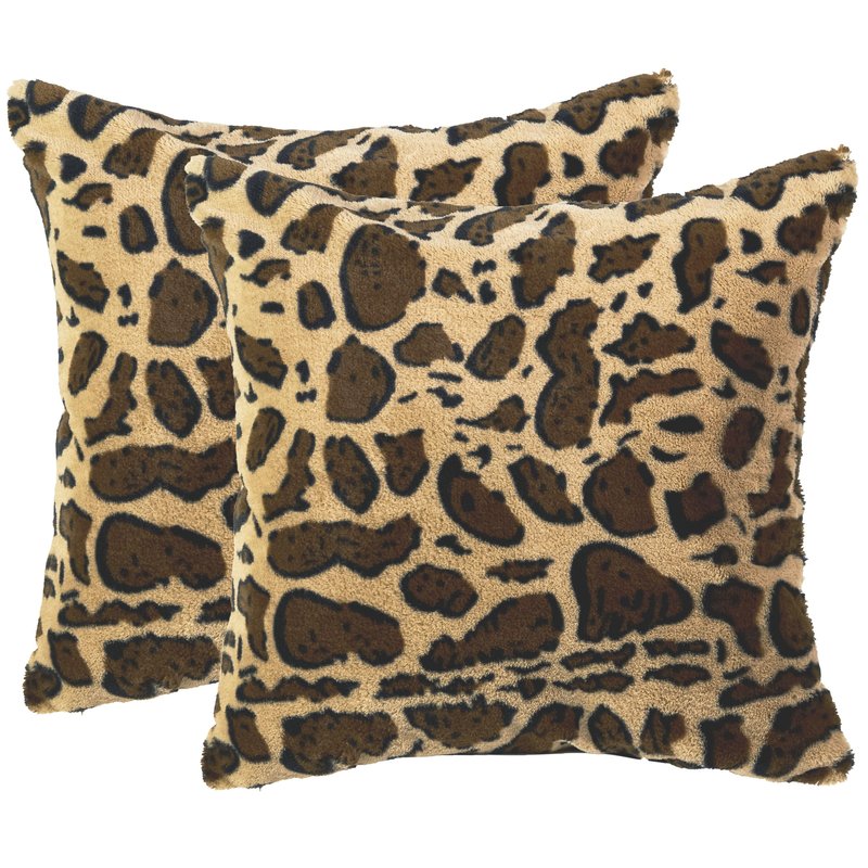 Cheer Collection Lumbar Couch Leopard Print Throw Pillows In Brown