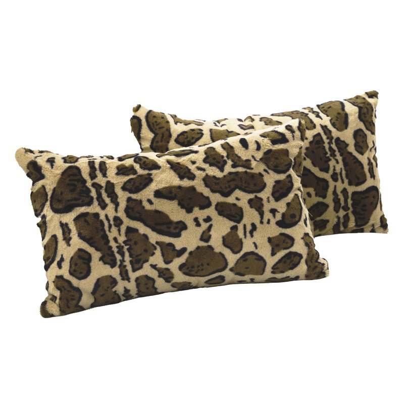 Cheer Collection Lumbar Couch Leopard Print Throw Pillows In Brown