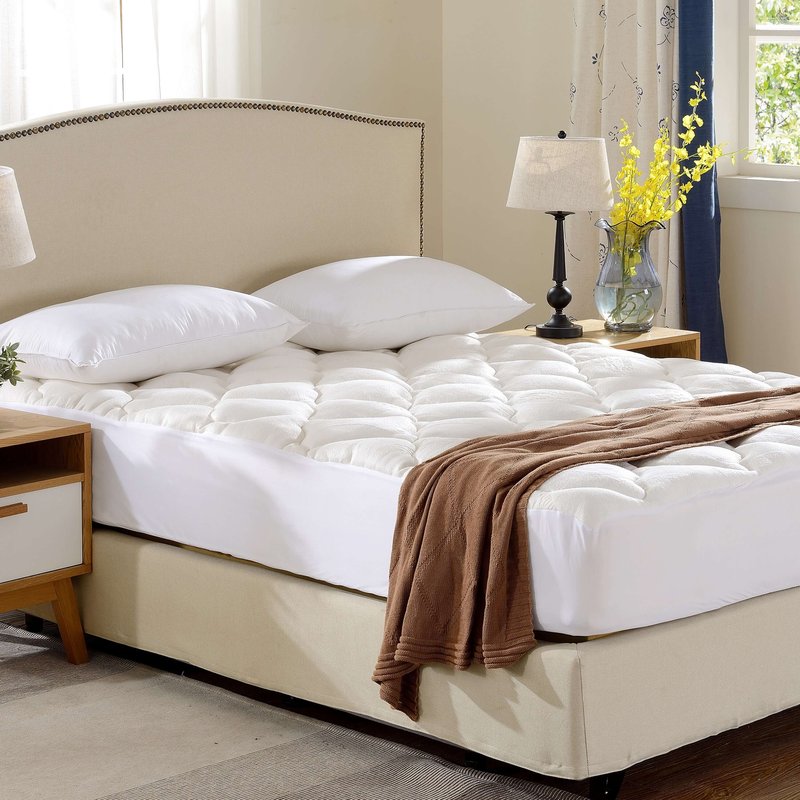 Cheer Collection Plush Bamboo Mattress Topper In White