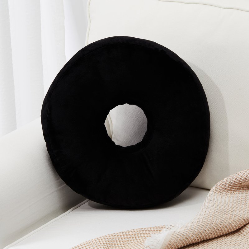 Cheer Collection Round Donut Pillow In Black