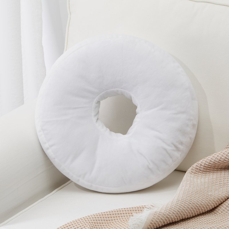 Cheer Collection Round Donut Pillow In White