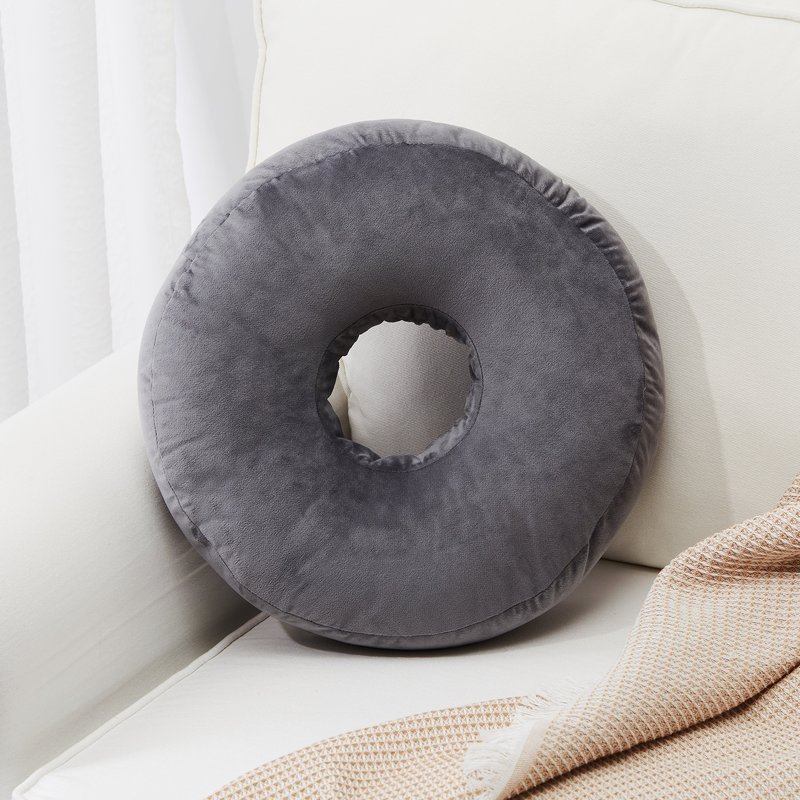 Cheer Collection Round Donut Pillow In Grey