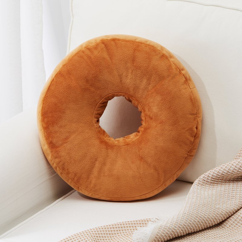 Cheer Collection Round Donut Pillow In Brown