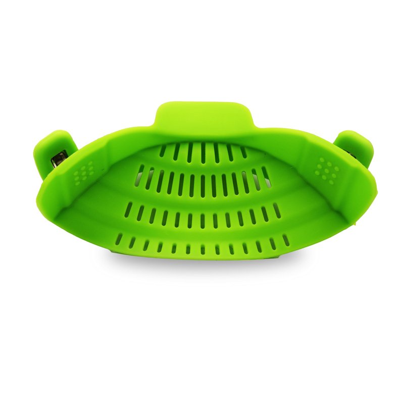 Cheer Collection Silicone Clip On Pot Strainer, Heat-resistant Snap-on Strainer In Green