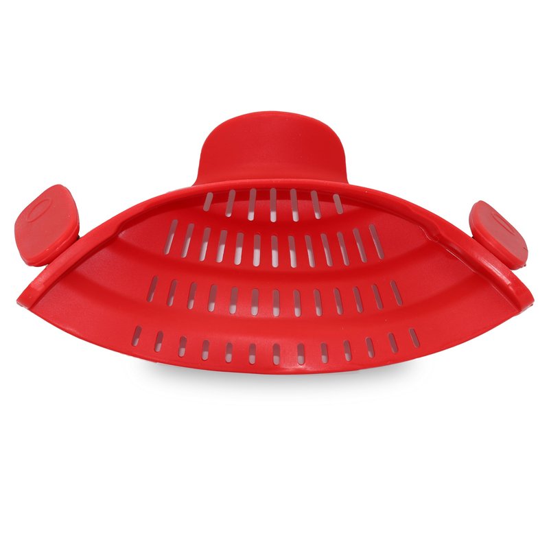 Cheer Collection Silicone Clip On Pot Strainer, Heat-resistant Snap-on Strainer In Red
