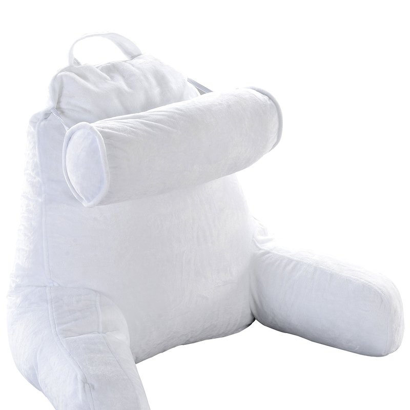 Cheer Collection Tv & Reading Pillow With Detachable Cervical Bolster Backrest In White