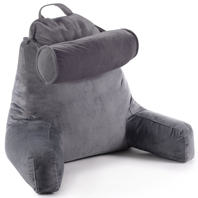 Cheer Collection Tv & Reading Pillow With Detachable Cervical Bolster Backrest In Grey