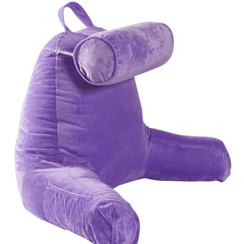 Cheer Collection Tv & Reading Pillow With Detachable Cervical Bolster Backrest In Purple