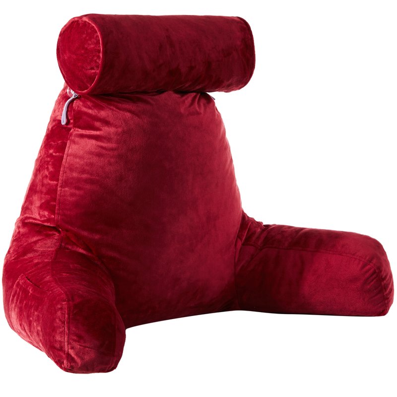 Cheer Collection Tv & Reading Pillow With Detachable Cervical Bolster Backrest In Red