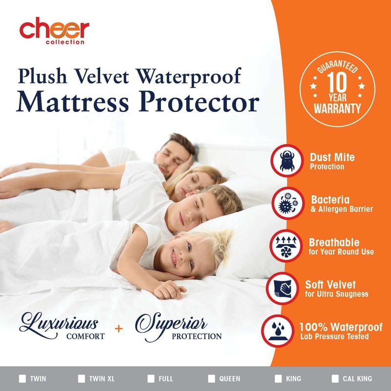 Shop Cheer Collection Velvet Plush Waterproof Mattress Protector In White