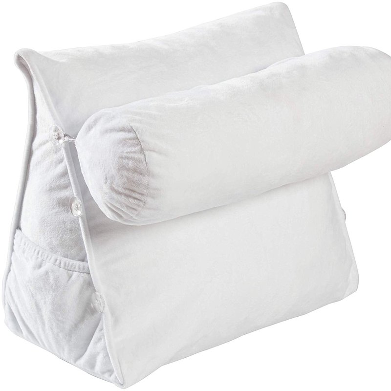 Cheer Collection Wedge Pillow With Detachable Bolster & Backrest In White