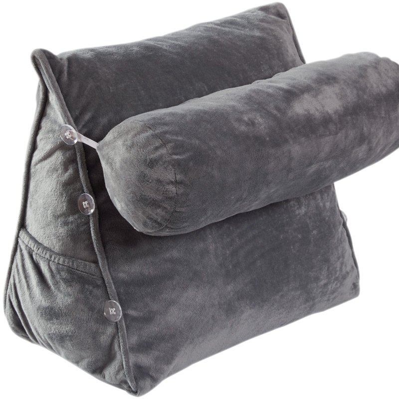 Cheer Collection Wedge Pillow With Detachable Bolster & Backrest In Grey