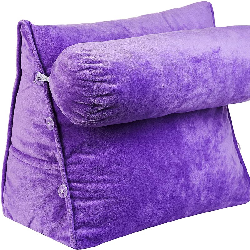 Cheer Collection Wedge Pillow With Detachable Bolster & Backrest In Purple