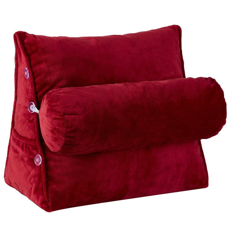 Cheer Collection Wedge Pillow With Detachable Bolster & Backrest In Red