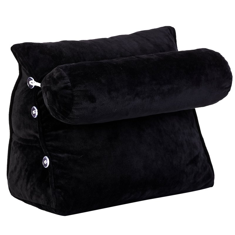 Cheer Collection Wedge Shaped Back Support Pillow And Bed Rest Cushion In Black