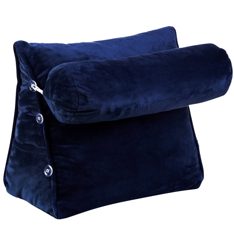 Cheer Collection Wedge Shaped Back Support Pillow And Bed Rest Cushion In Blue
