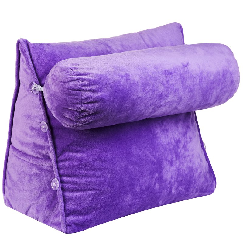 Shop Cheer Collection Wedge Shaped Back Support Pillow And Bed Rest Cushion In Purple