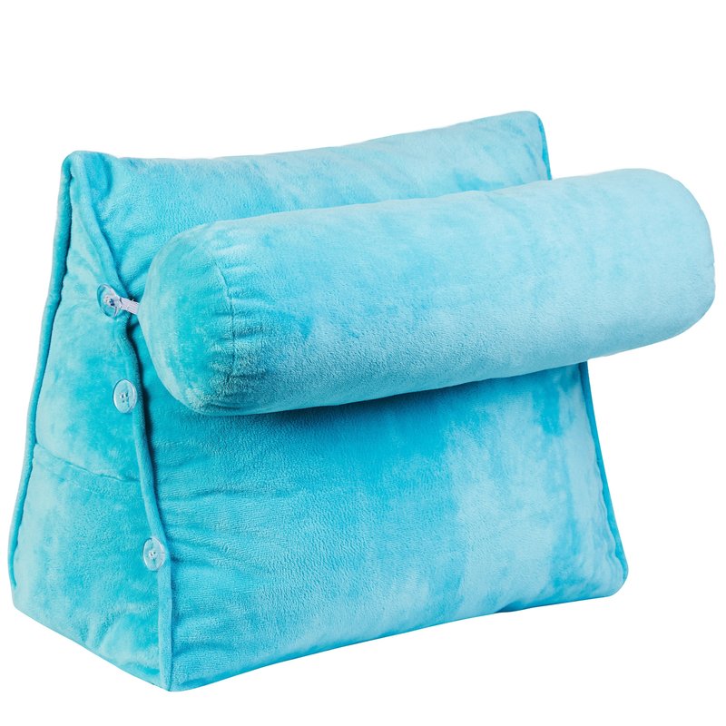 Shop Cheer Collection Wedge Shaped Back Support Pillow And Bed Rest Cushion In Blue